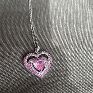 Elegant Pink Heart Pendant Necklace